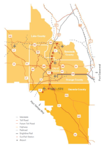 Map of Central FL and surrounding area.